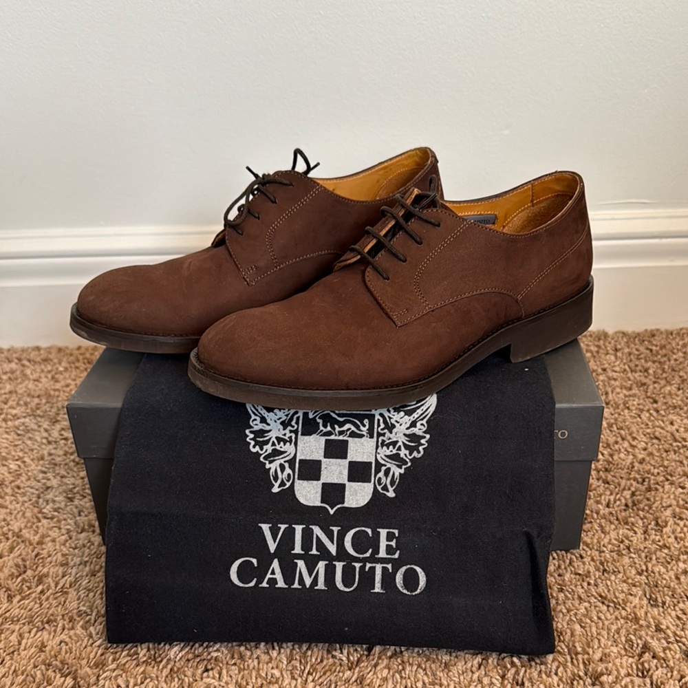 Vince Camuto Brown Suede Cigar Oxford Shoes Nubuck